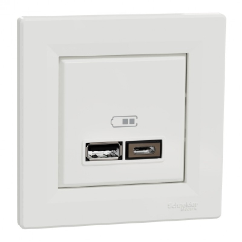 Schneider - Asfora Beyaz iİkili Type C USB Prizi 2.4 A – Eph2700321