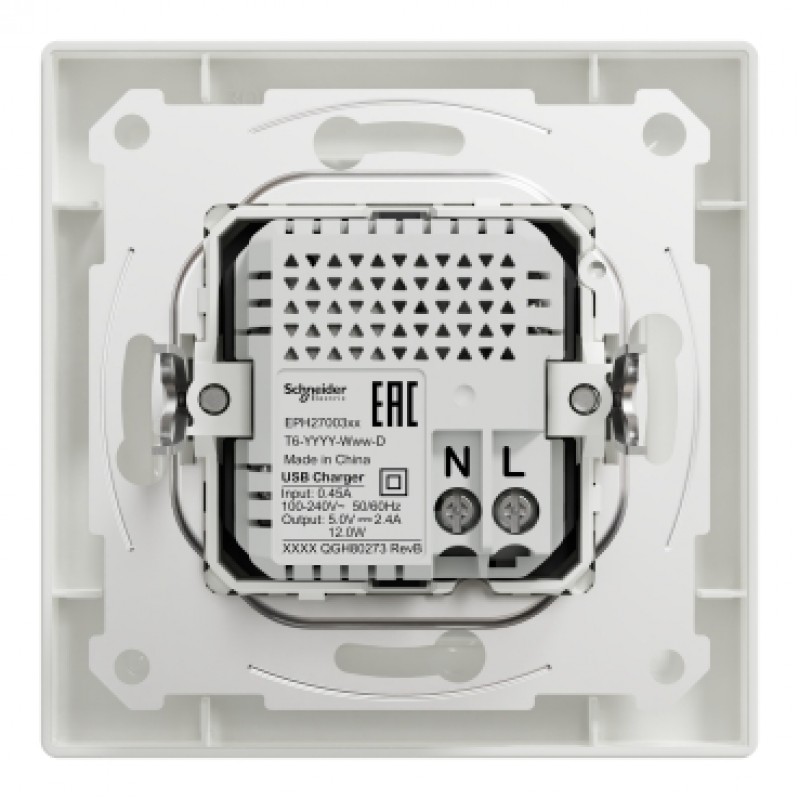 Schneider - Asfora Beyaz iİkili Type C USB Prizi 2.4 A – Eph2700321